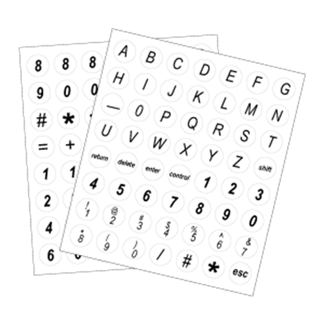 TRANSPARENT LABLES WITH NUMBERS AND LETTERS    Size: 0.51” 13mm